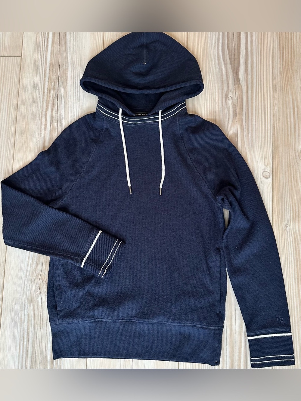 Banana Republic Navy Hoodie Sweater with White Trim